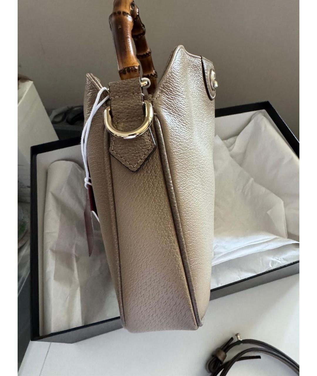 GUCCI Бежевая кожаная сумка с короткими ручками, фото 6