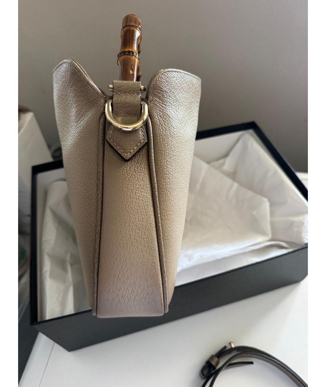 GUCCI Бежевая кожаная сумка с короткими ручками, фото 5