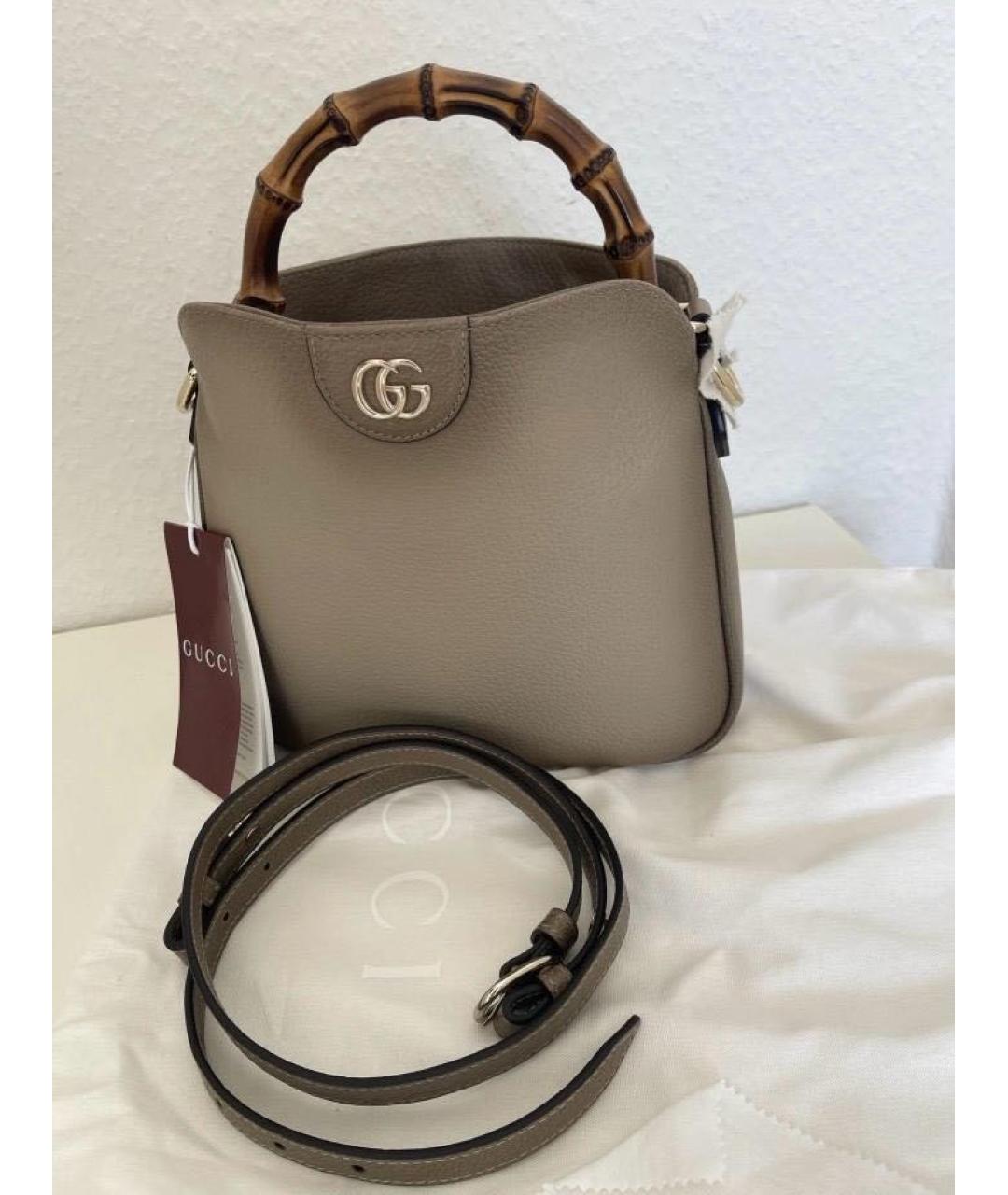 GUCCI Бежевая кожаная сумка с короткими ручками, фото 8