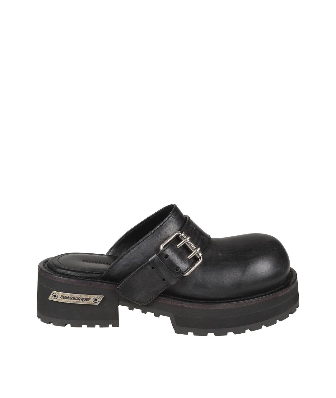 BALENCIAGA Черные кожаные сабо, фото 1