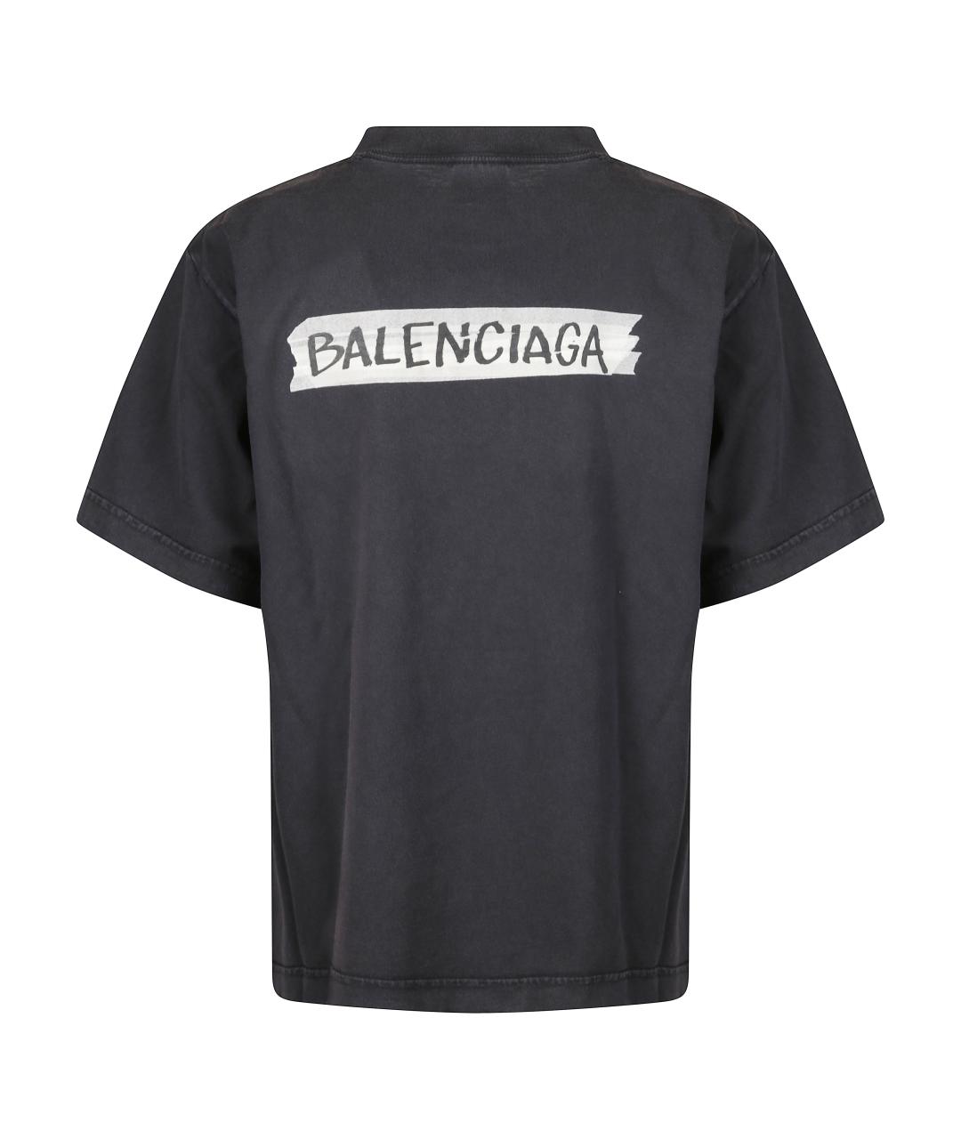 BALENCIAGA Черная хлопковая футболка, фото 3