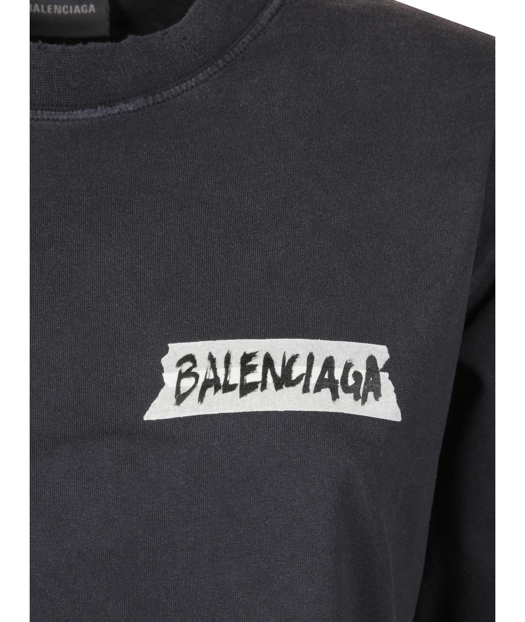 BALENCIAGA Черная хлопковая футболка, фото 2