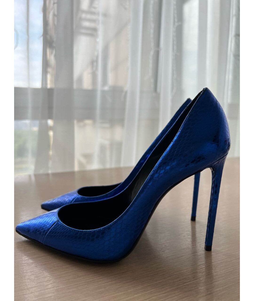 SAINT LAURENT Синие кожаные туфли, фото 6
