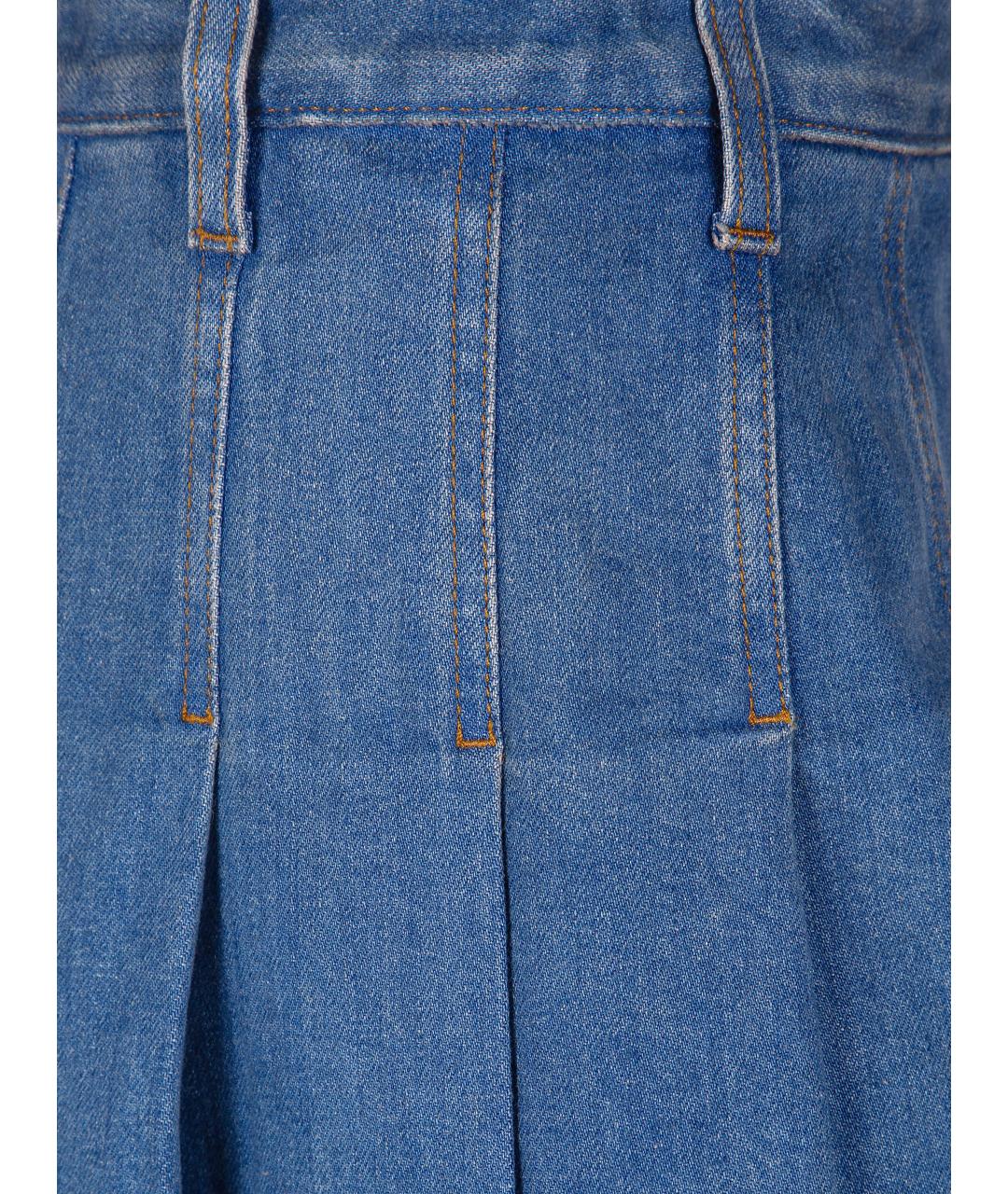 BURBERRY Синяя хлопковая юбка миди, фото 3