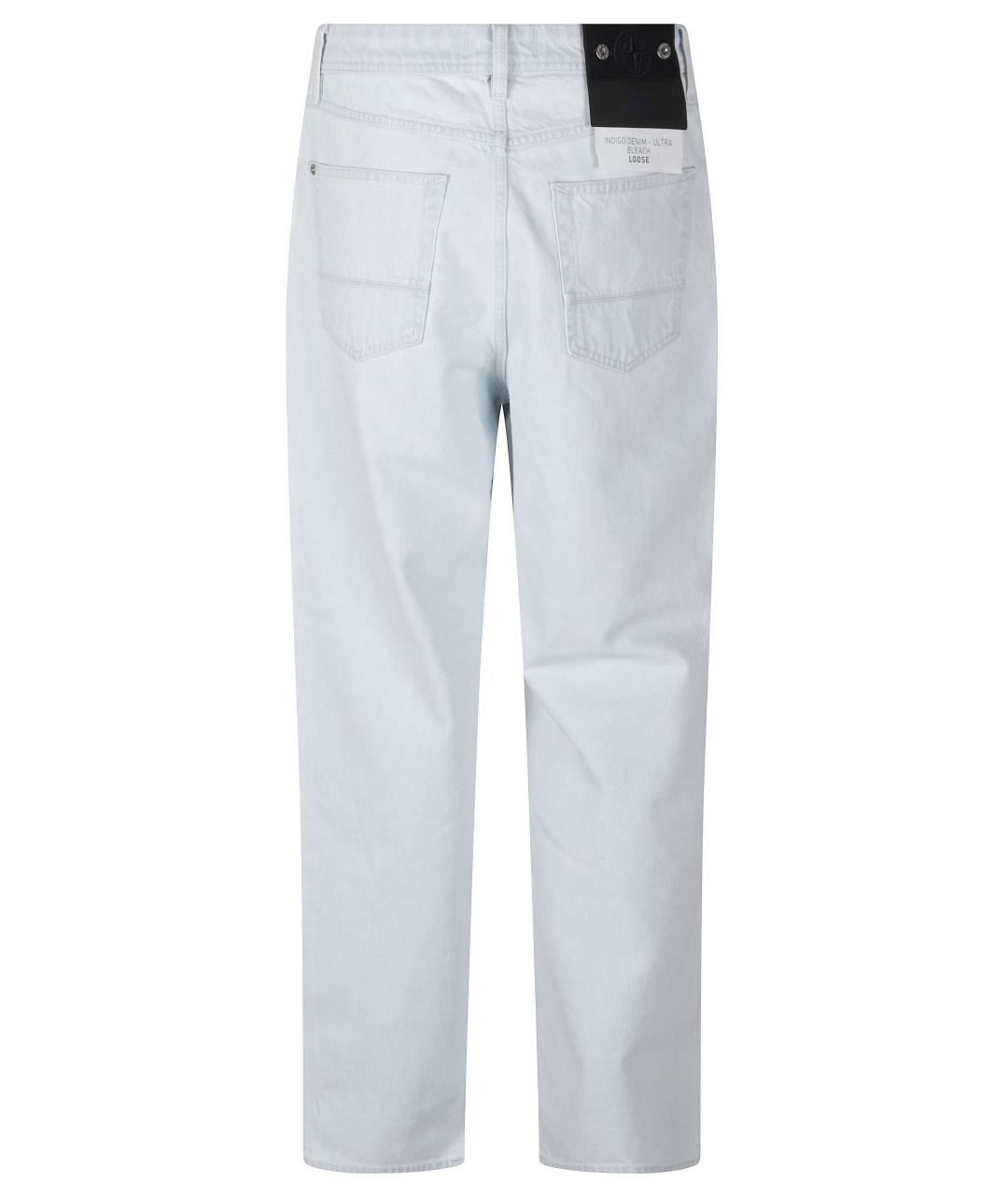 STONE ISLAND Голубые хлопковые прямые джинсы, фото 3