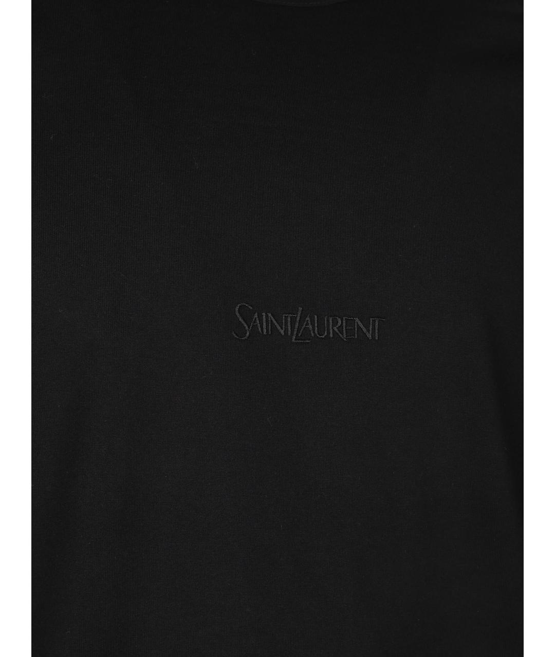 SAINT LAURENT Черная хлопковая футболка, фото 2