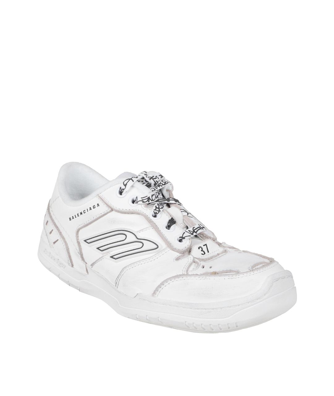 BALENCIAGA Белые кожаные кроссовки, фото 2