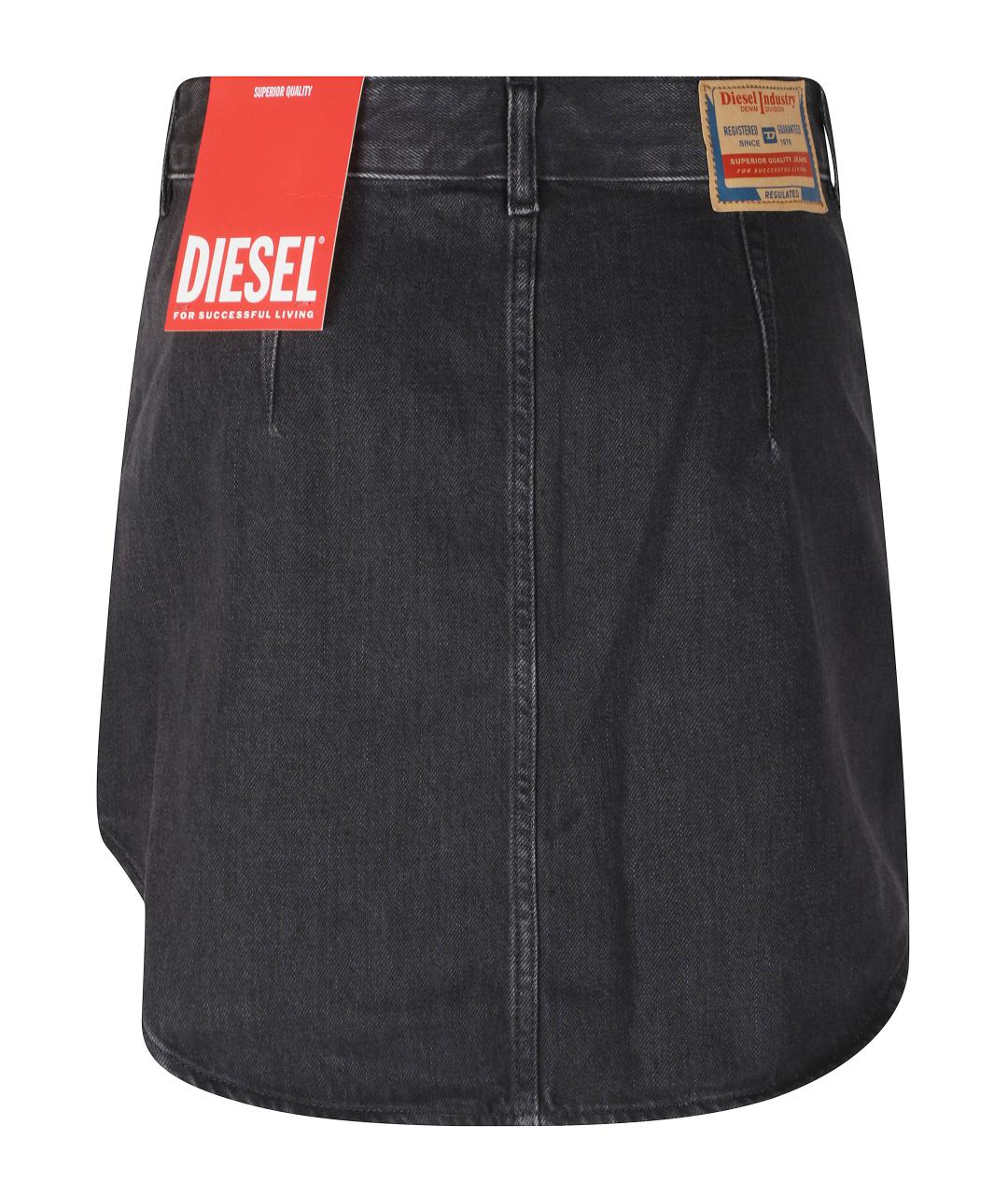 DIESEL Черная хлопковая юбка мини, фото 3