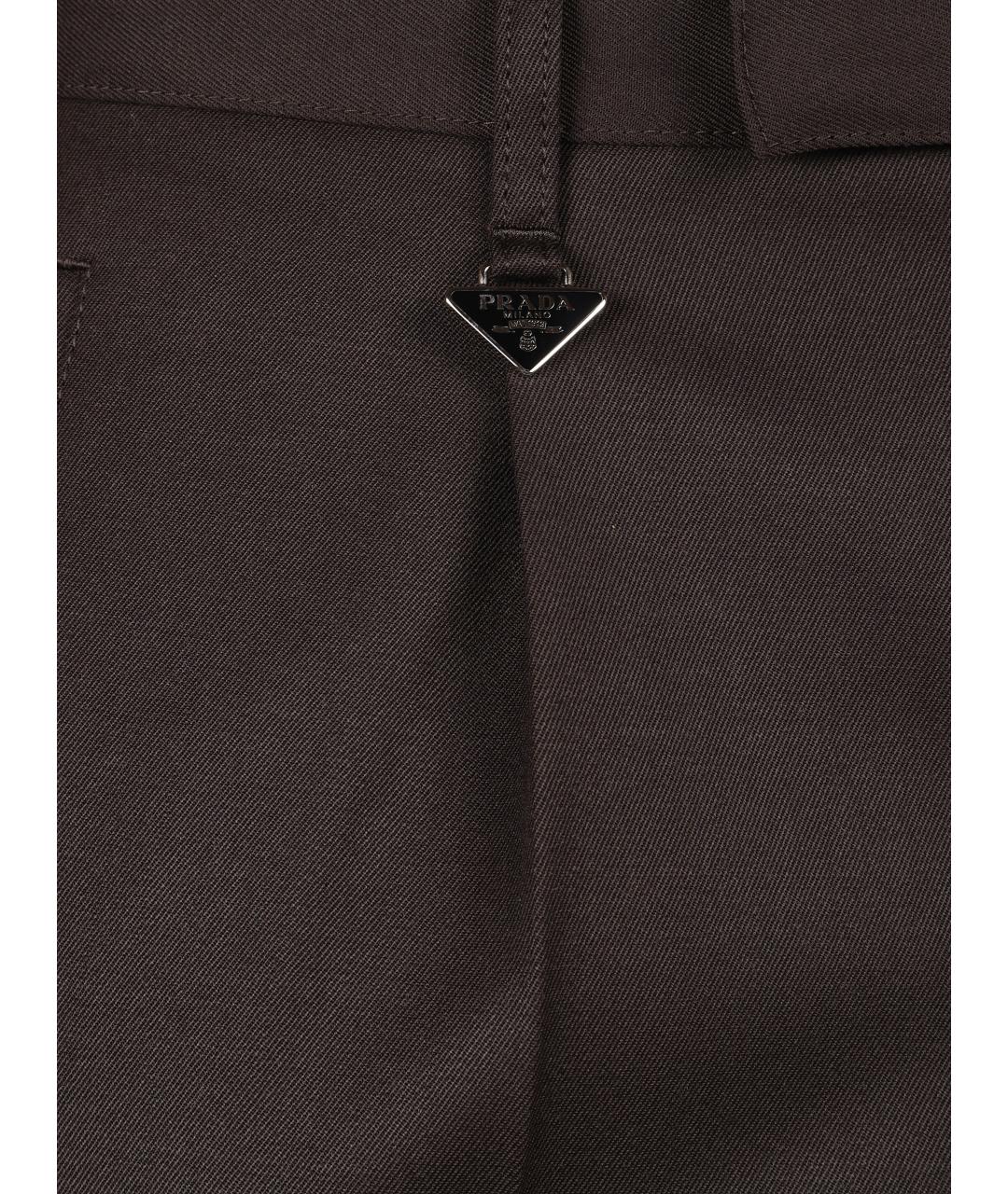 PRADA Черные шерстяные повседневные брюки, фото 2