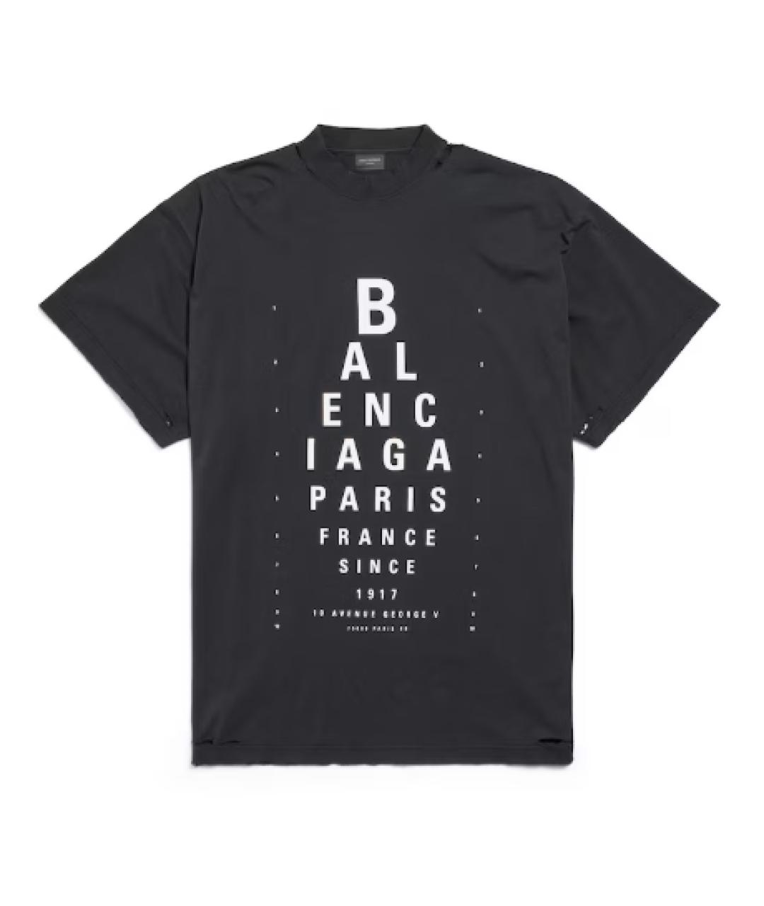 BALENCIAGA Черная хлопковая футболка, фото 1