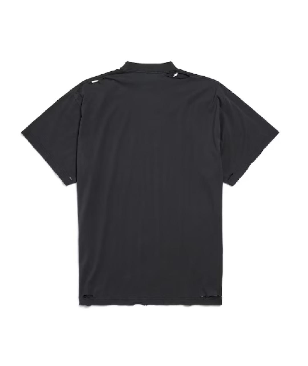 BALENCIAGA Черная хлопковая футболка, фото 2