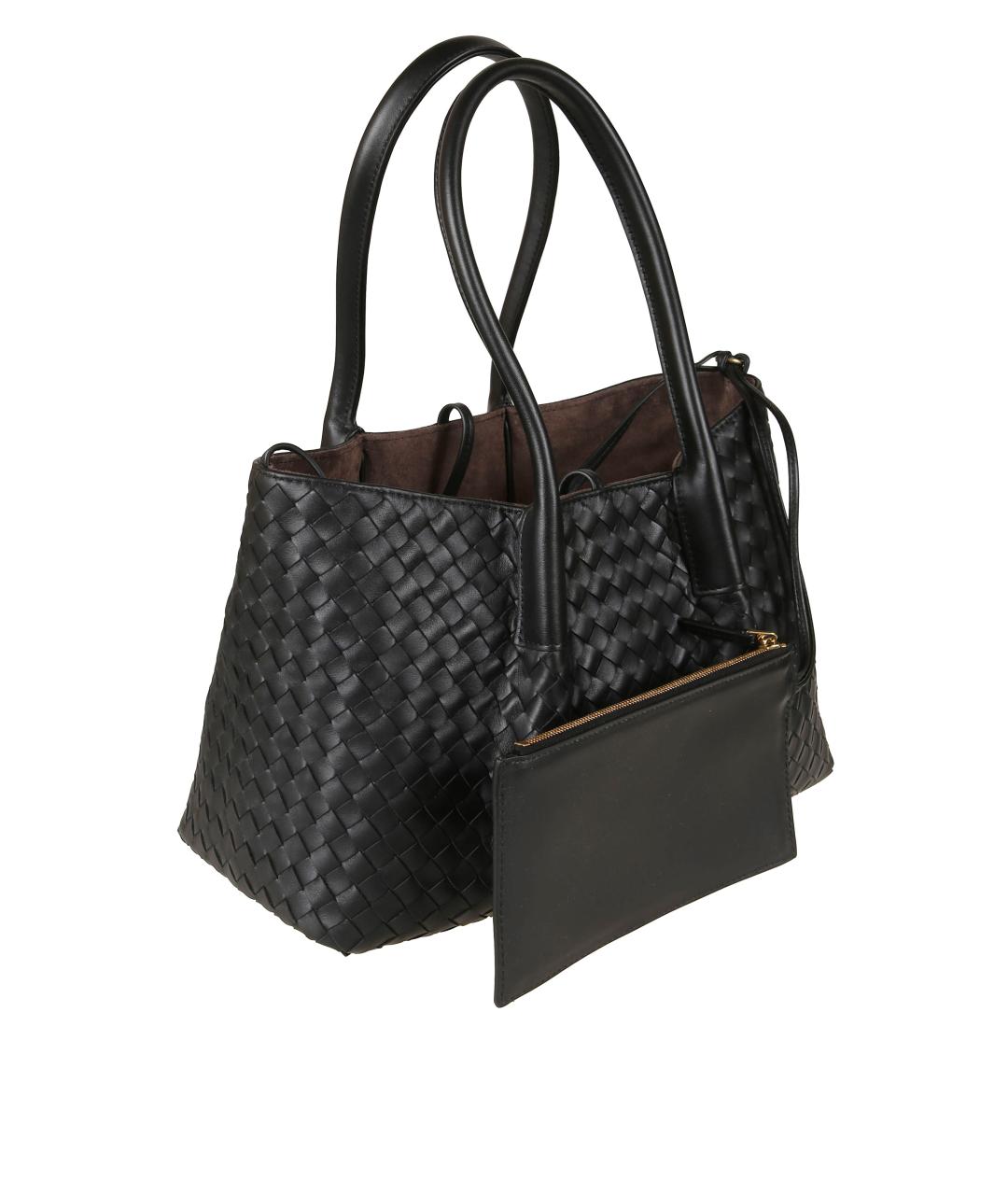 BOTTEGA VENETA Черная кожаная сумка тоут, фото 3