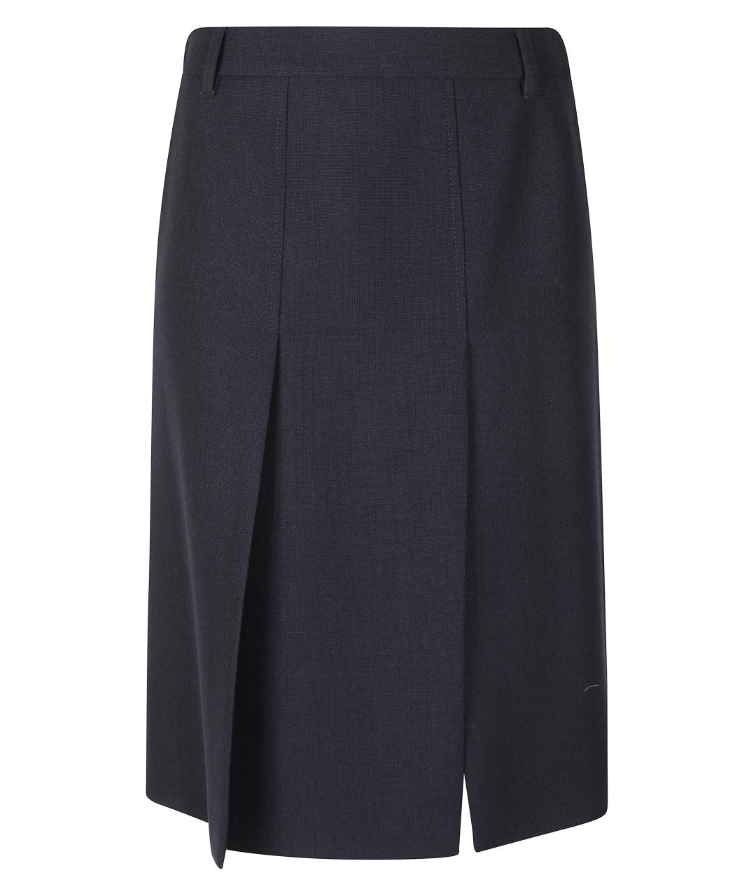 PRADA Темно-синяя шерстяная юбка миди, фото 1