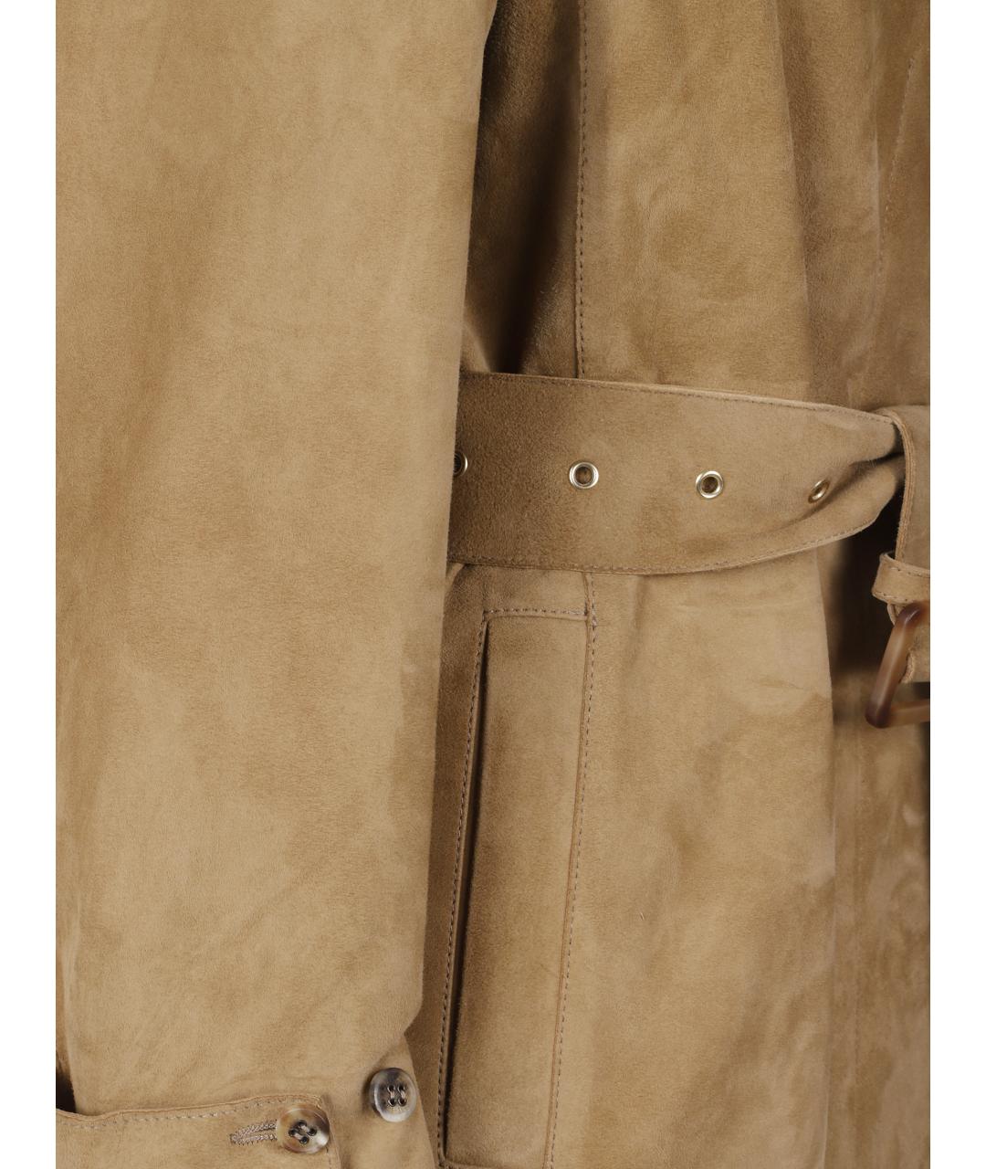 GOLDEN GOOSE DELUXE BRAND Бежевое кожаное пальто, фото 3