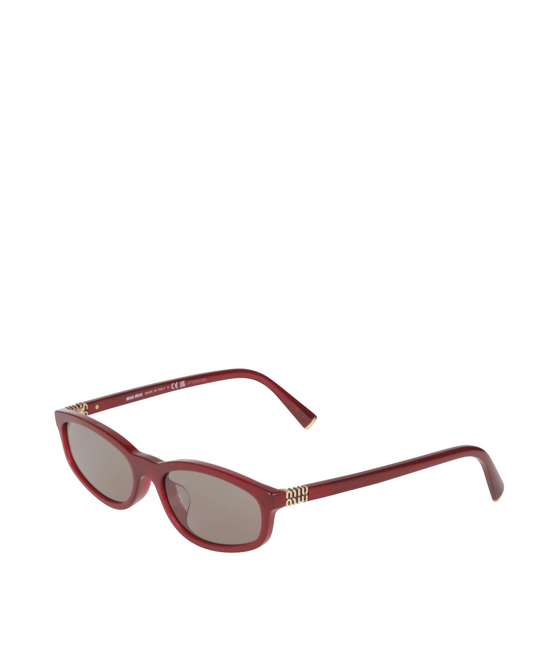 MIU MIU Бордовые пластиковые солнцезащитные очки, фото 2