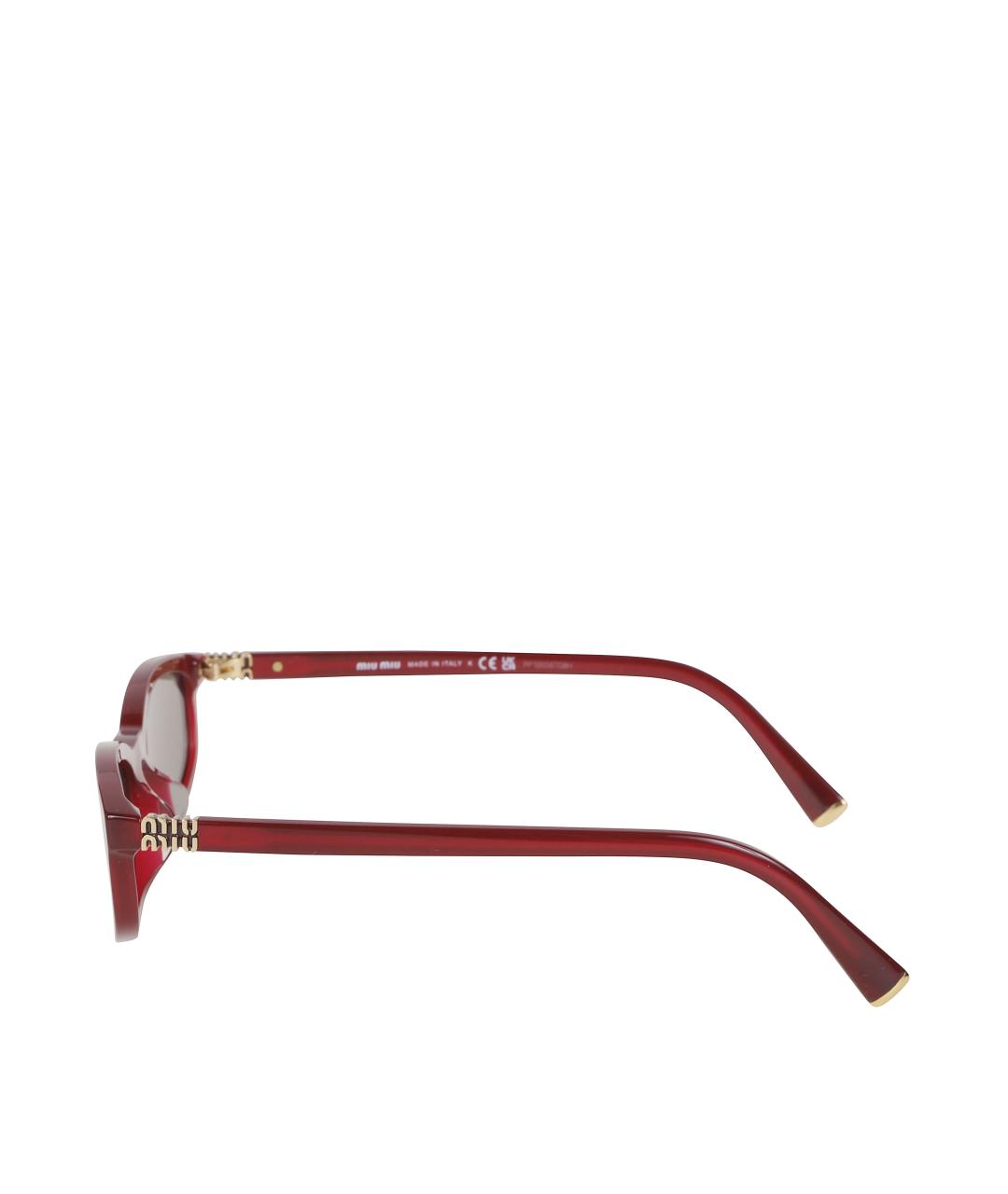 MIU MIU Бордовые пластиковые солнцезащитные очки, фото 3
