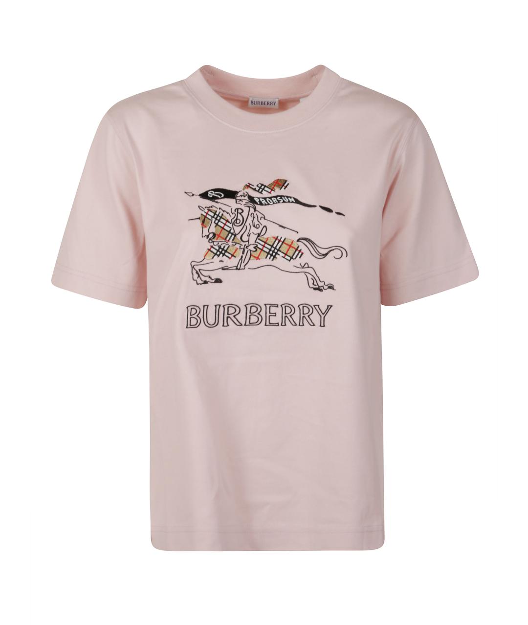 BURBERRY Розовая хлопковая футболка, фото 1