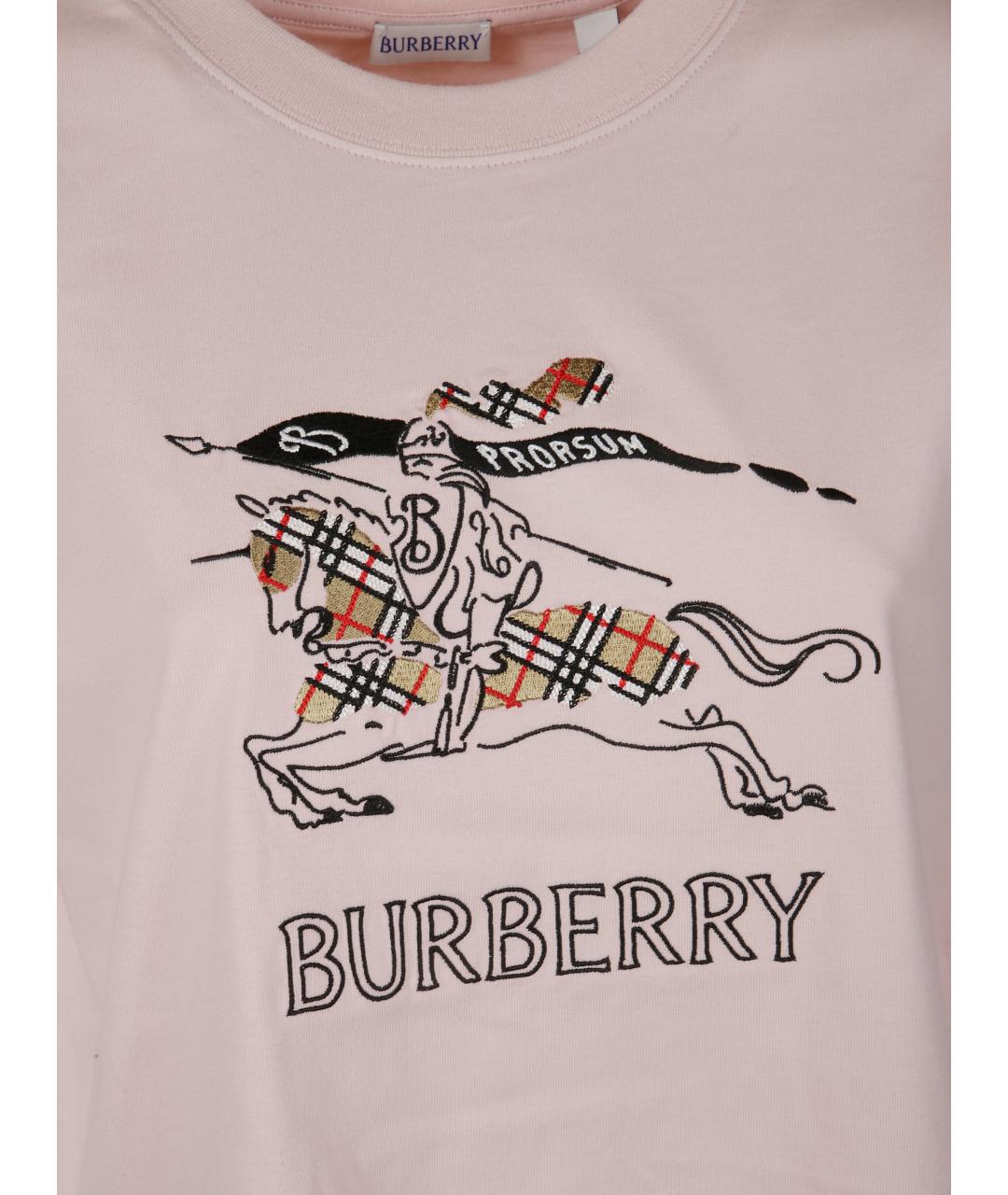 BURBERRY Розовая хлопковая футболка, фото 2