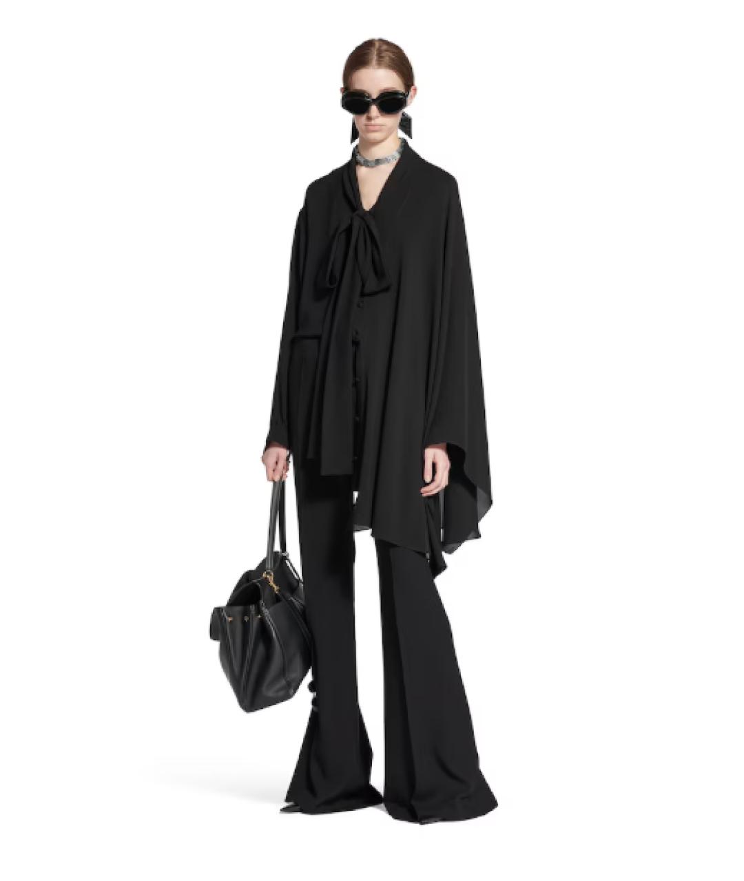 BALENCIAGA Черная шелковая блузы, фото 3