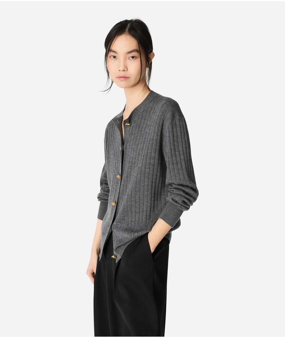 BOTTEGA VENETA Серый шерстяной кардиган, фото 2