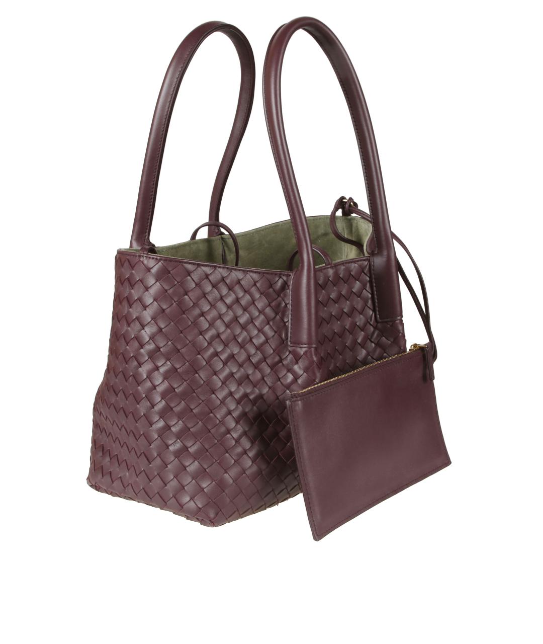 BOTTEGA VENETA Бордовая кожаная сумка тоут, фото 3