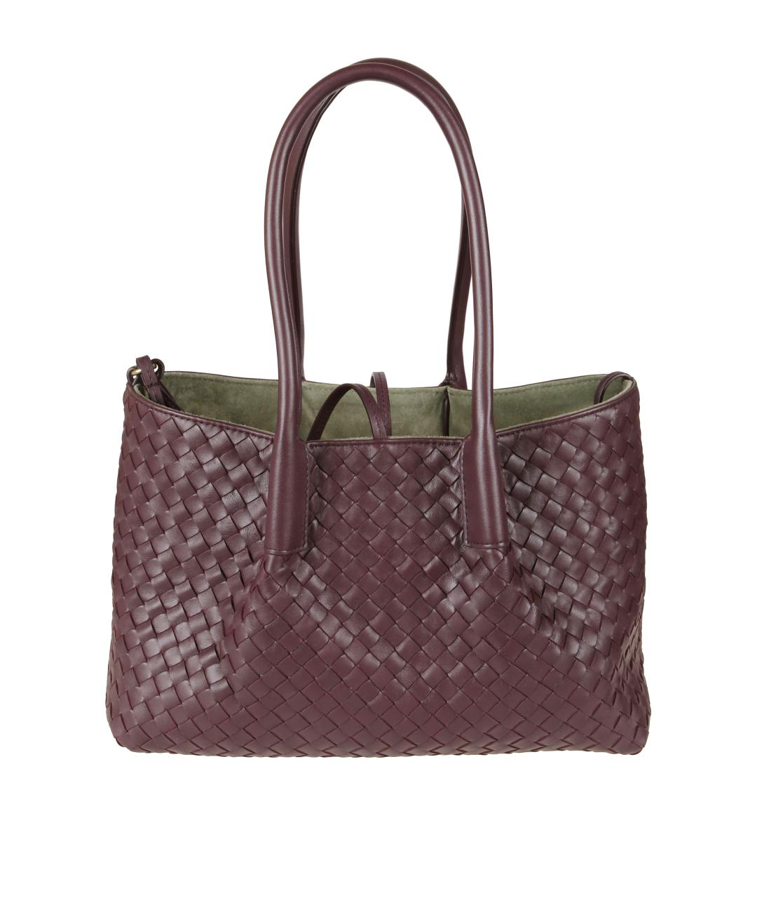 BOTTEGA VENETA Бордовая кожаная сумка тоут, фото 2
