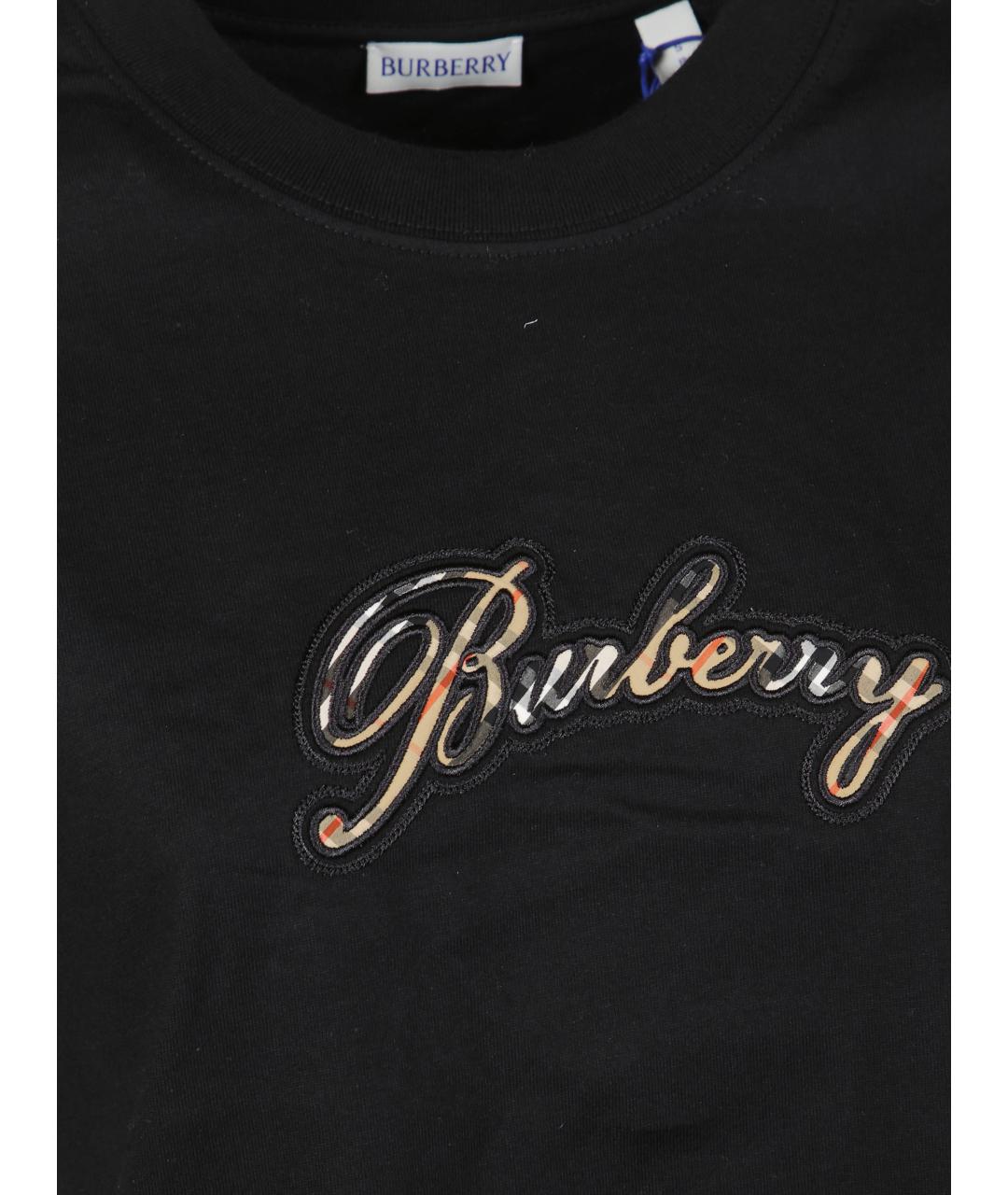 BURBERRY Черная хлопковая футболка, фото 2