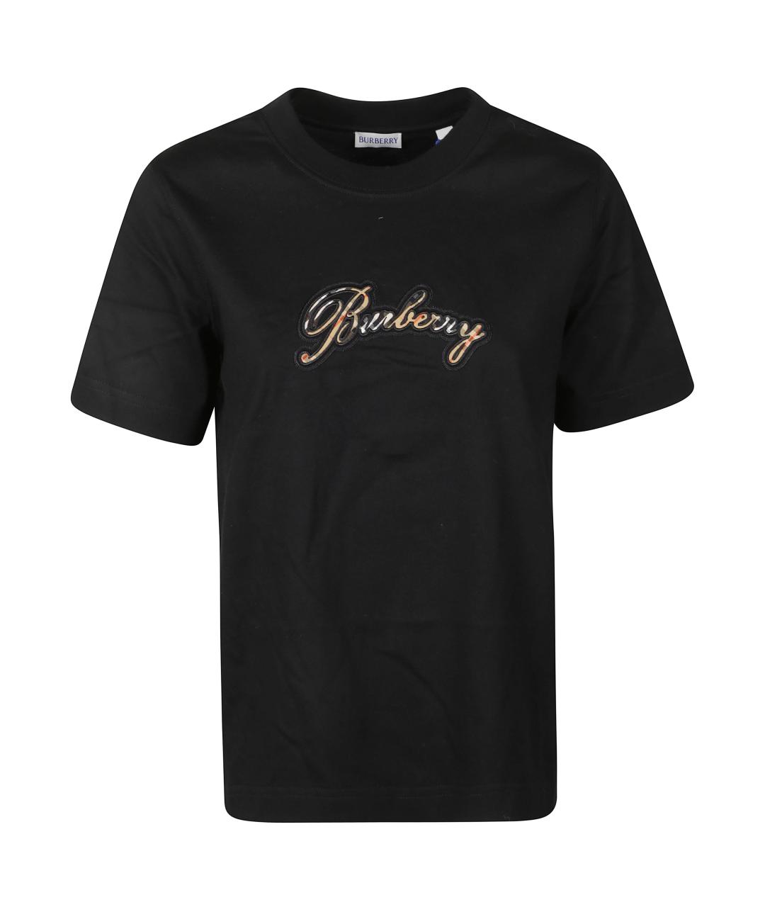 BURBERRY Черная хлопковая футболка, фото 1