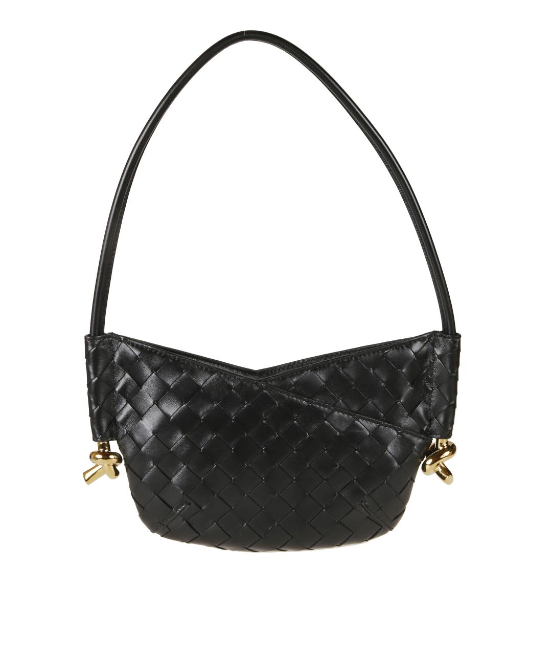 BOTTEGA VENETA Черная кожаная сумка через плечо, фото 1