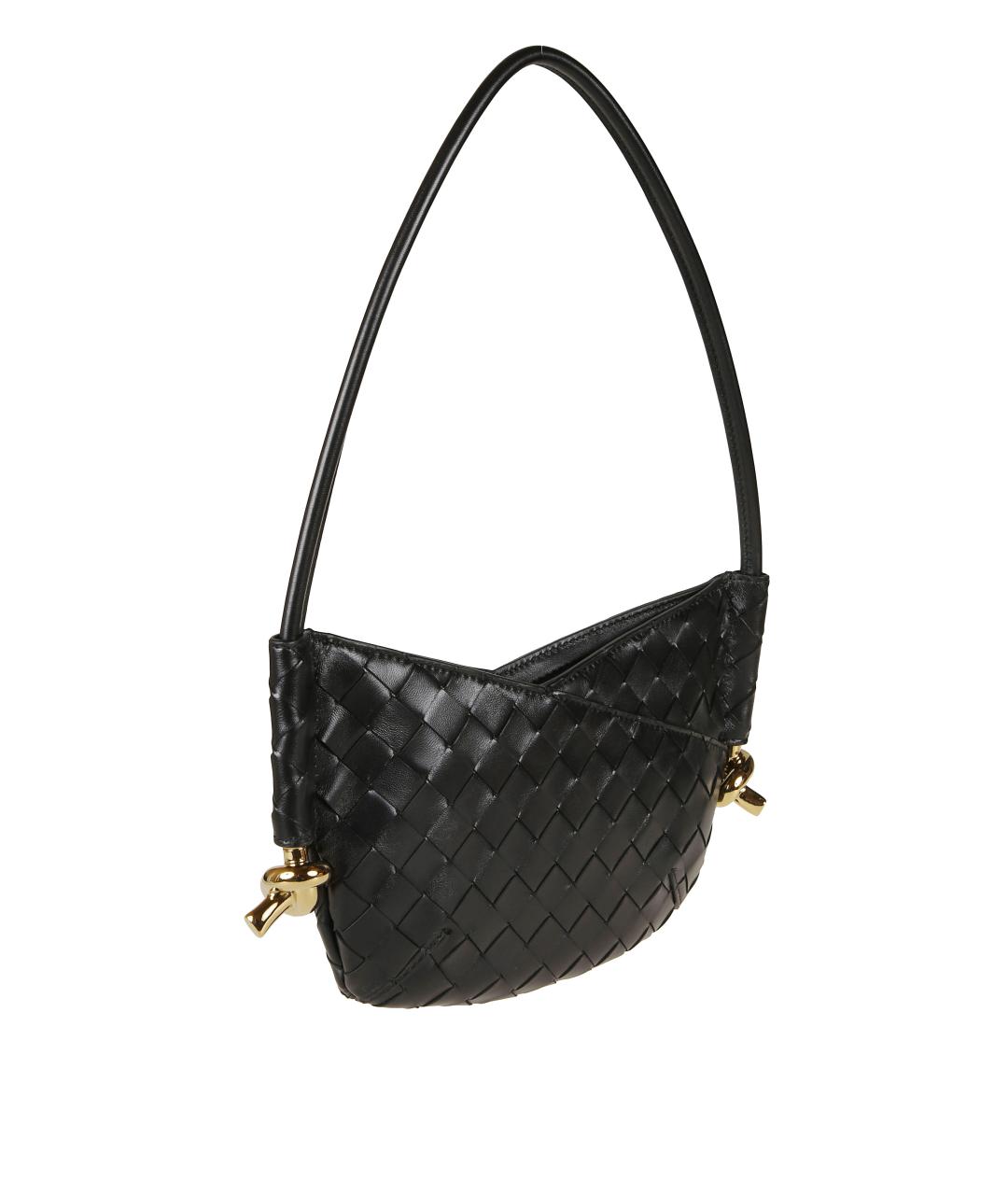 BOTTEGA VENETA Черная кожаная сумка через плечо, фото 3