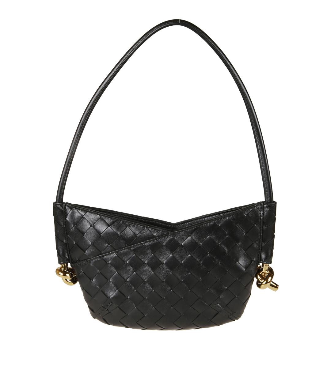 BOTTEGA VENETA Черная кожаная сумка через плечо, фото 2