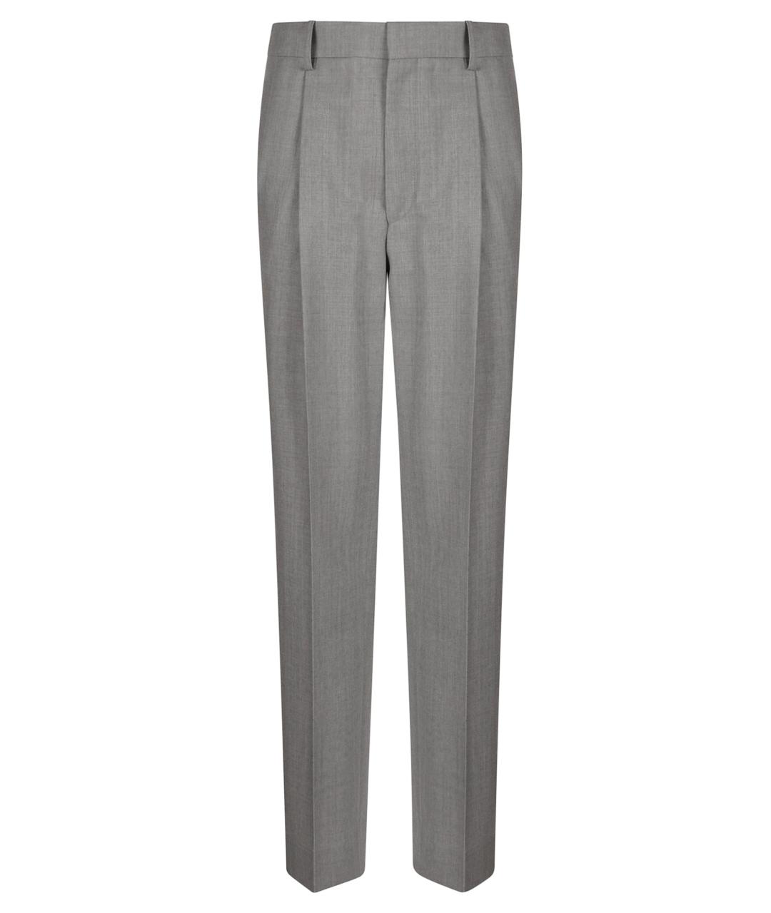 VICTORIA BECKHAM Серые шерстяные прямые брюки, фото 1