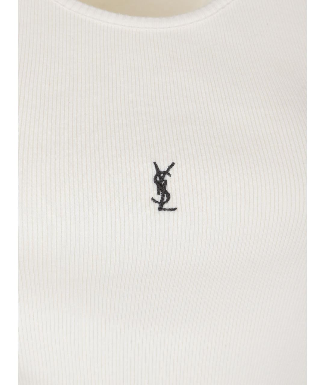 SAINT LAURENT Бежевая хлопковая майка, фото 2