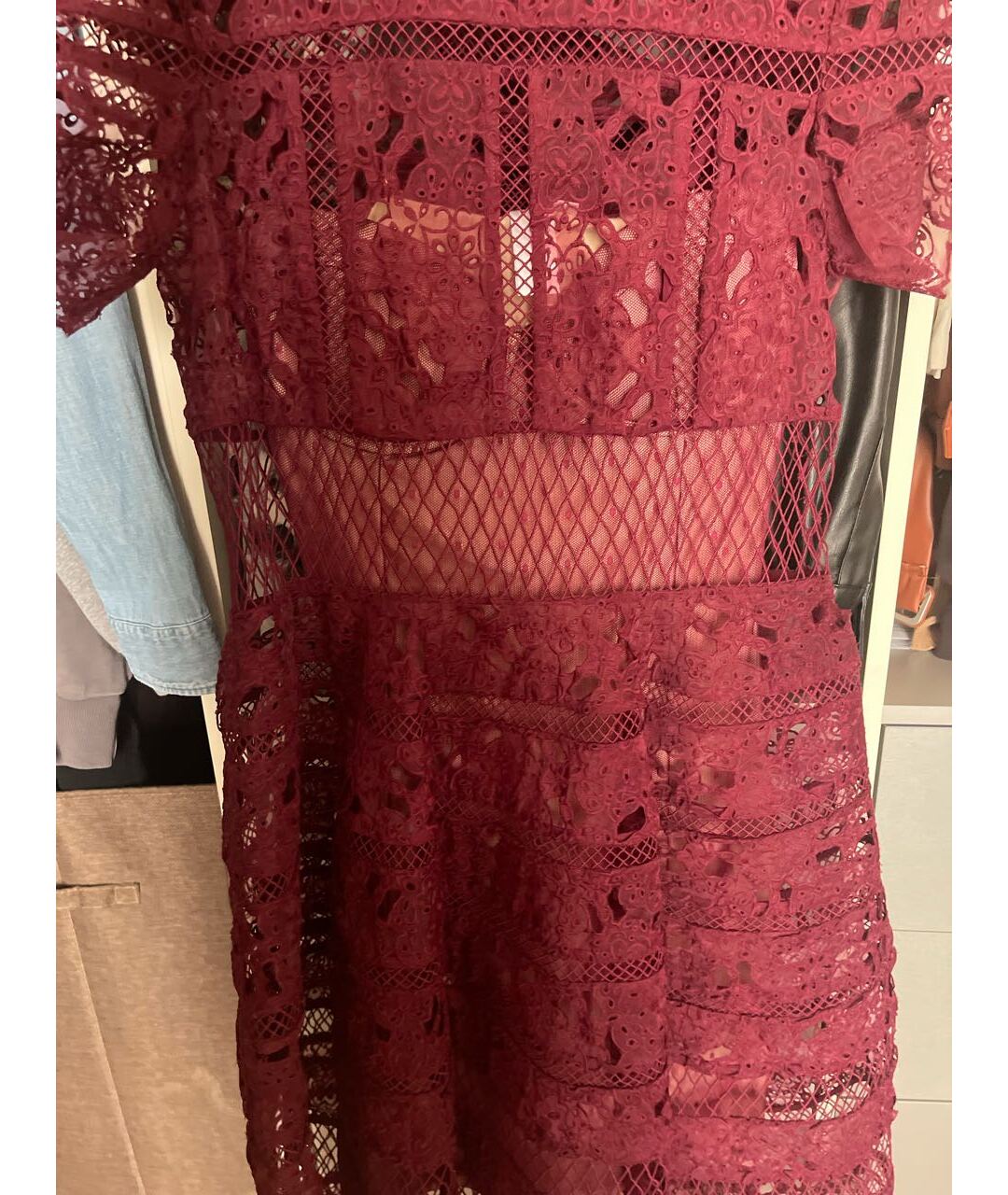 ZIMMERMANN Бордовое кружевное вечернее платье, фото 4