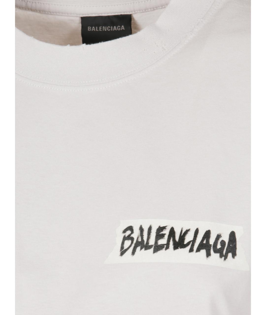 BALENCIAGA Белая хлопковая футболка, фото 2