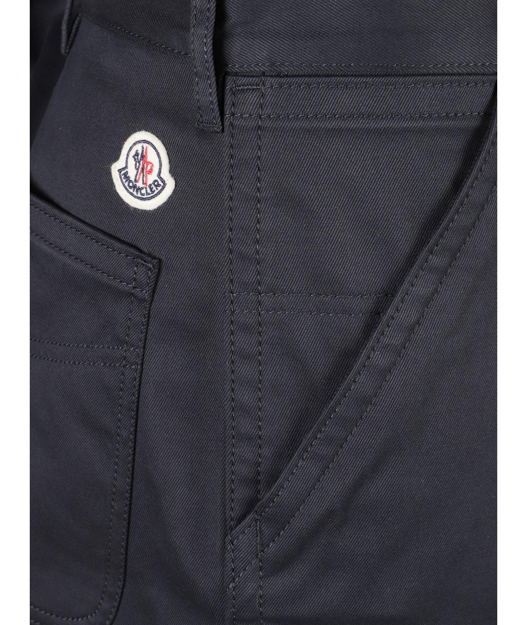 MONCLER Синие хлопковые повседневные брюки, фото 2