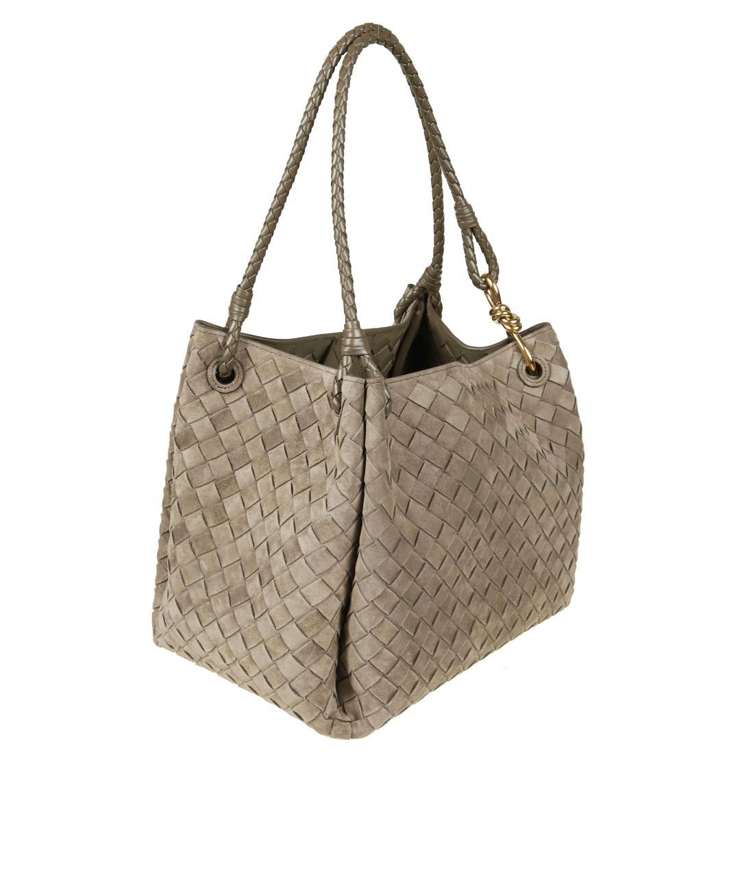 BOTTEGA VENETA Зеленая замшевая сумка тоут, фото 3