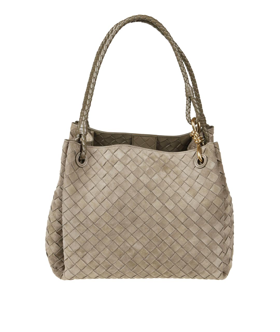 BOTTEGA VENETA Зеленая замшевая сумка тоут, фото 1