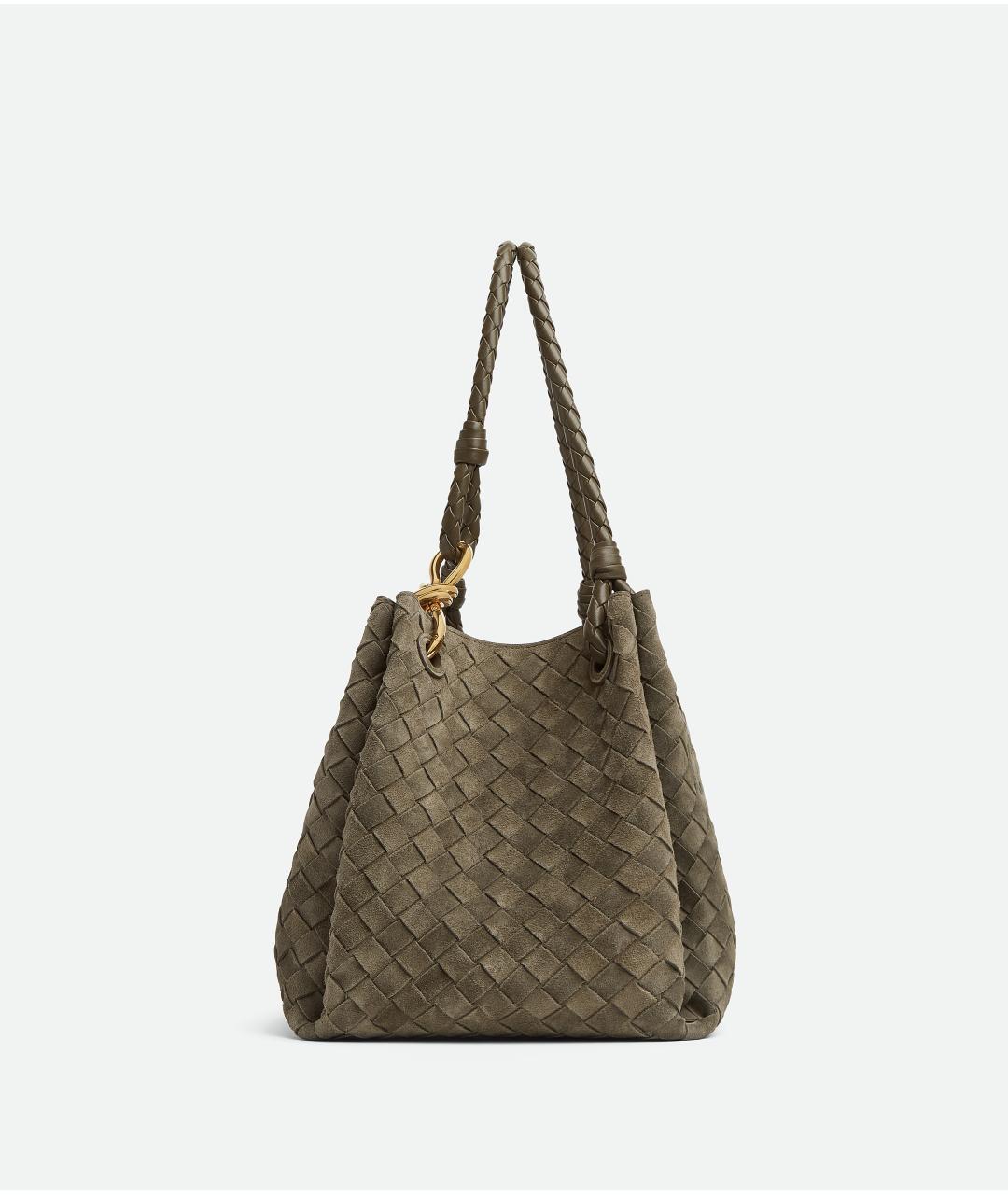 BOTTEGA VENETA Зеленая замшевая сумка тоут, фото 4