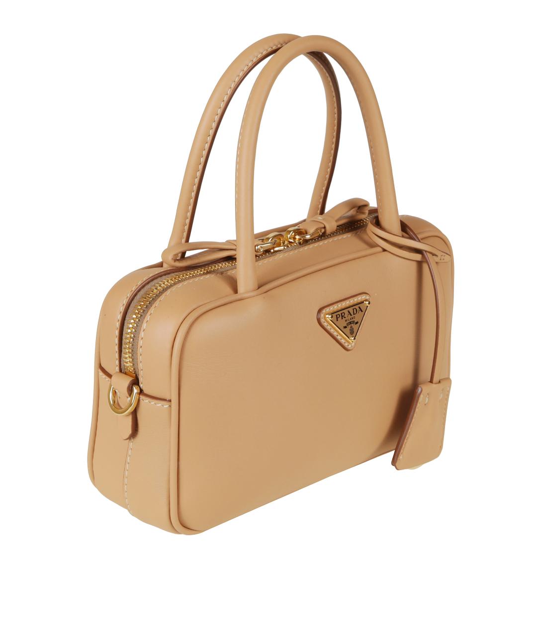 PRADA Бежевая кожаная сумка тоут, фото 3