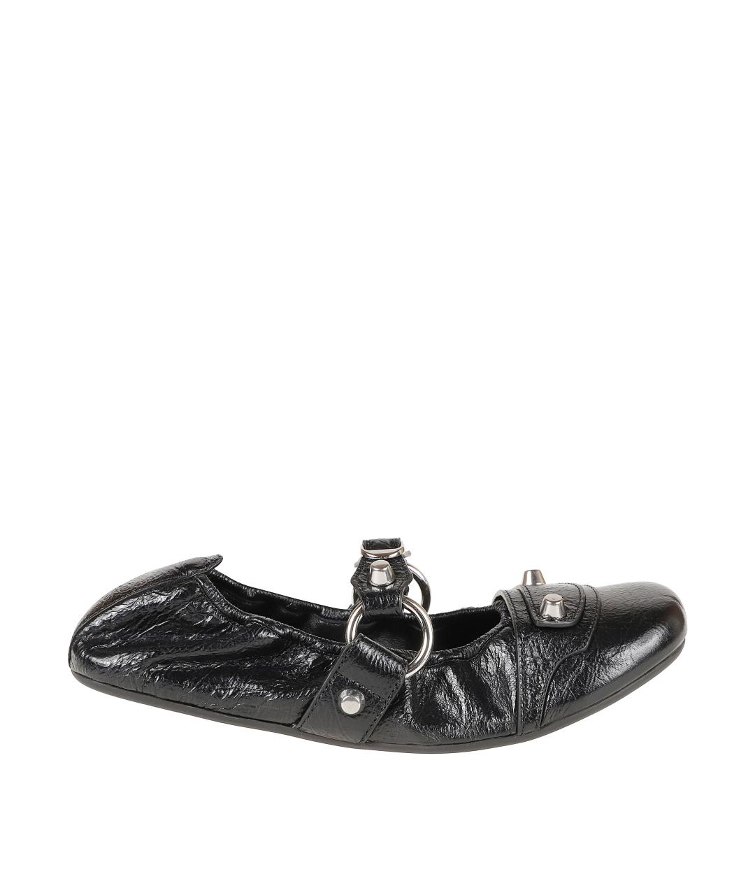 BALENCIAGA Черные кожаные балетки, фото 1