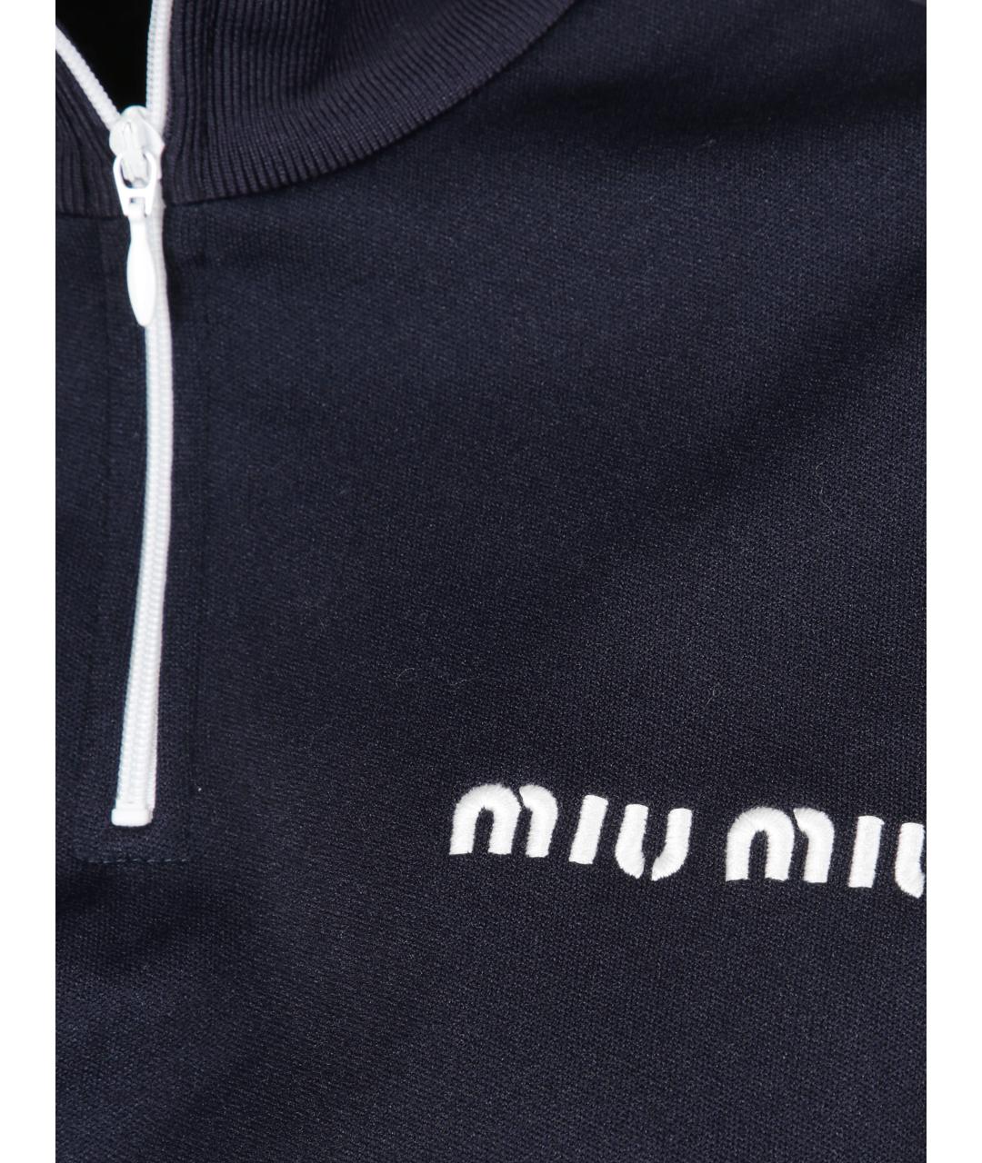 MIU MIU Темно-синяя полиэстеровая майка, фото 2