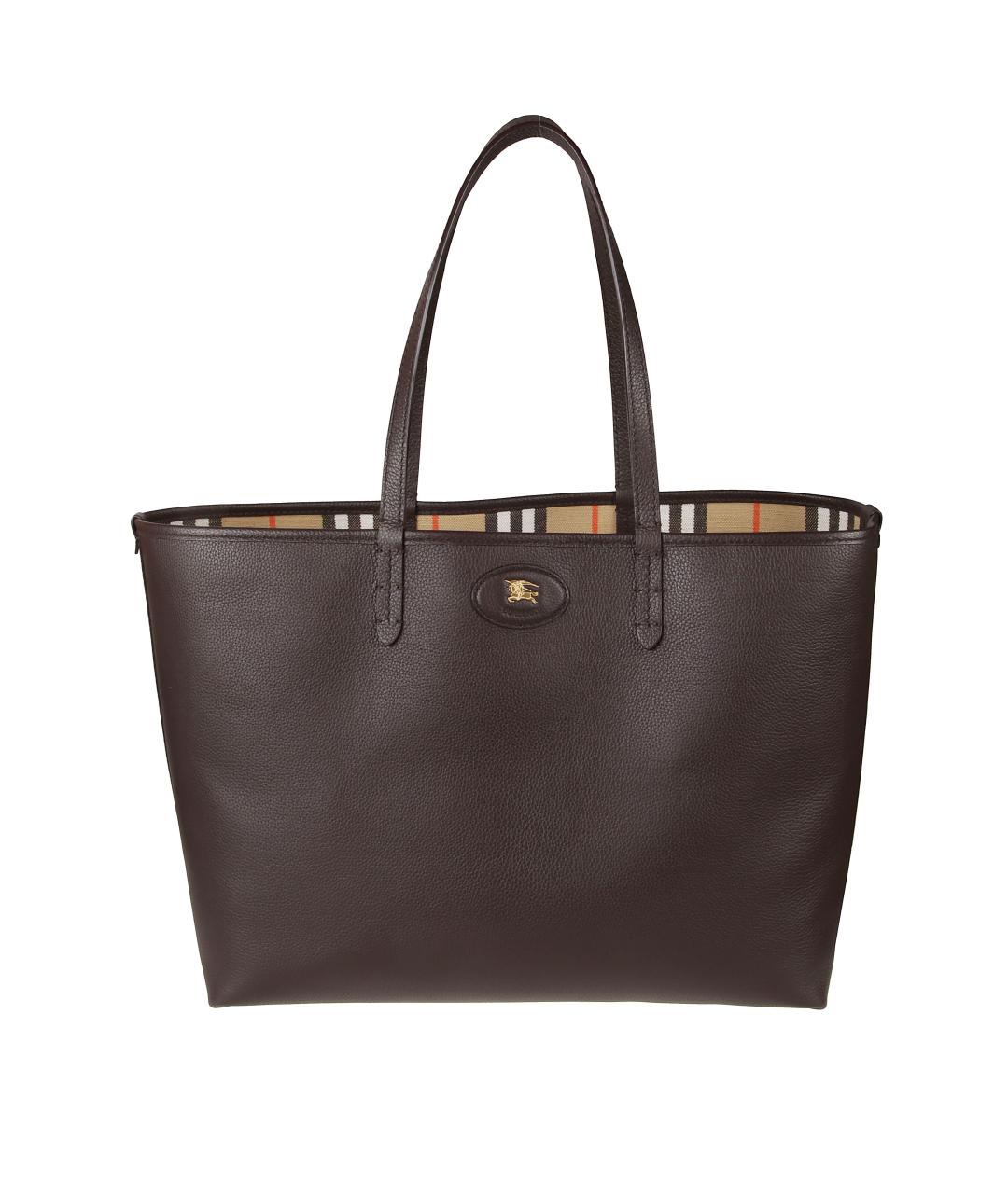 BURBERRY Коричневая кожаная сумка тоут, фото 1