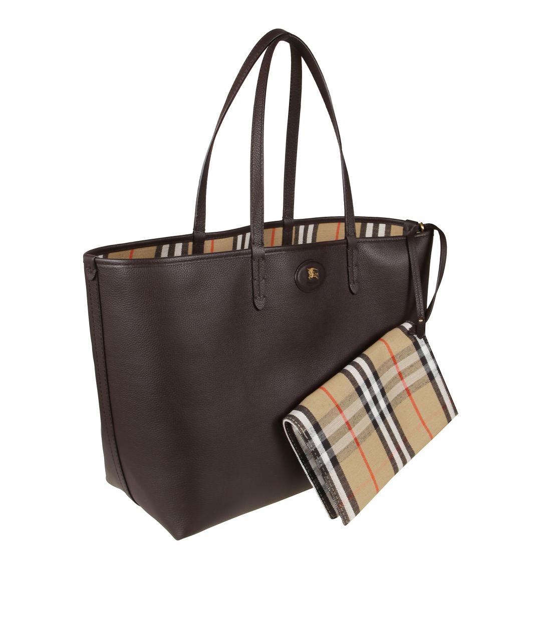 BURBERRY Коричневая кожаная сумка тоут, фото 3