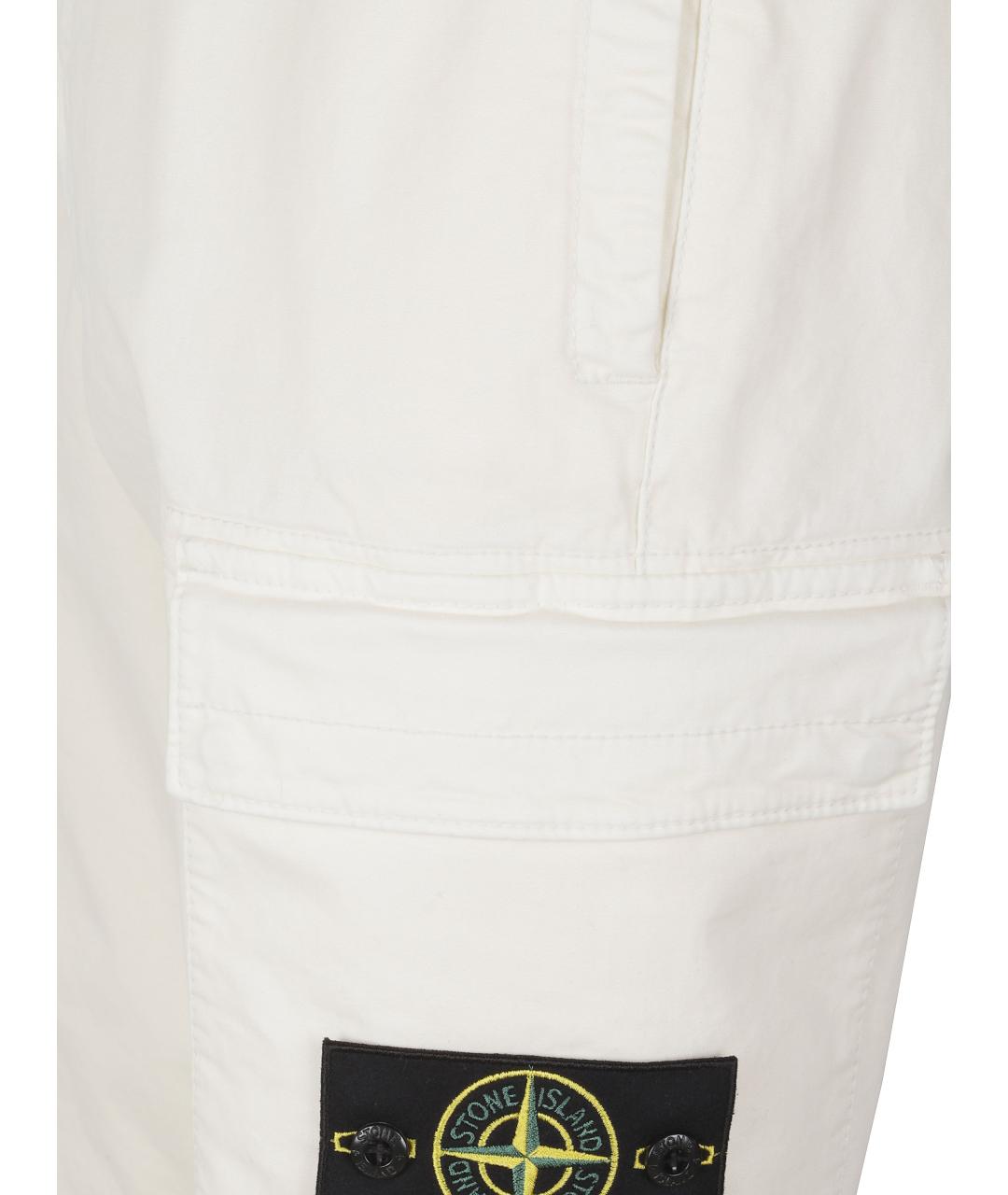 STONE ISLAND Белые хлопковые повседневные брюки, фото 2