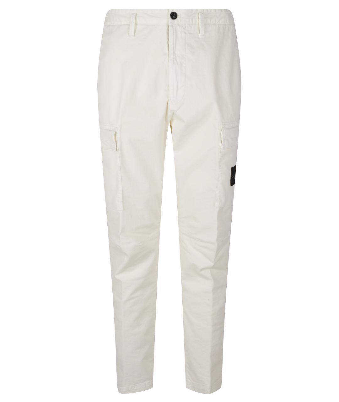 STONE ISLAND Белые хлопковые повседневные брюки, фото 1