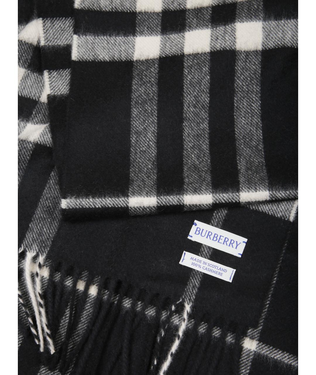 BURBERRY Черный кашемировый шарф, фото 2