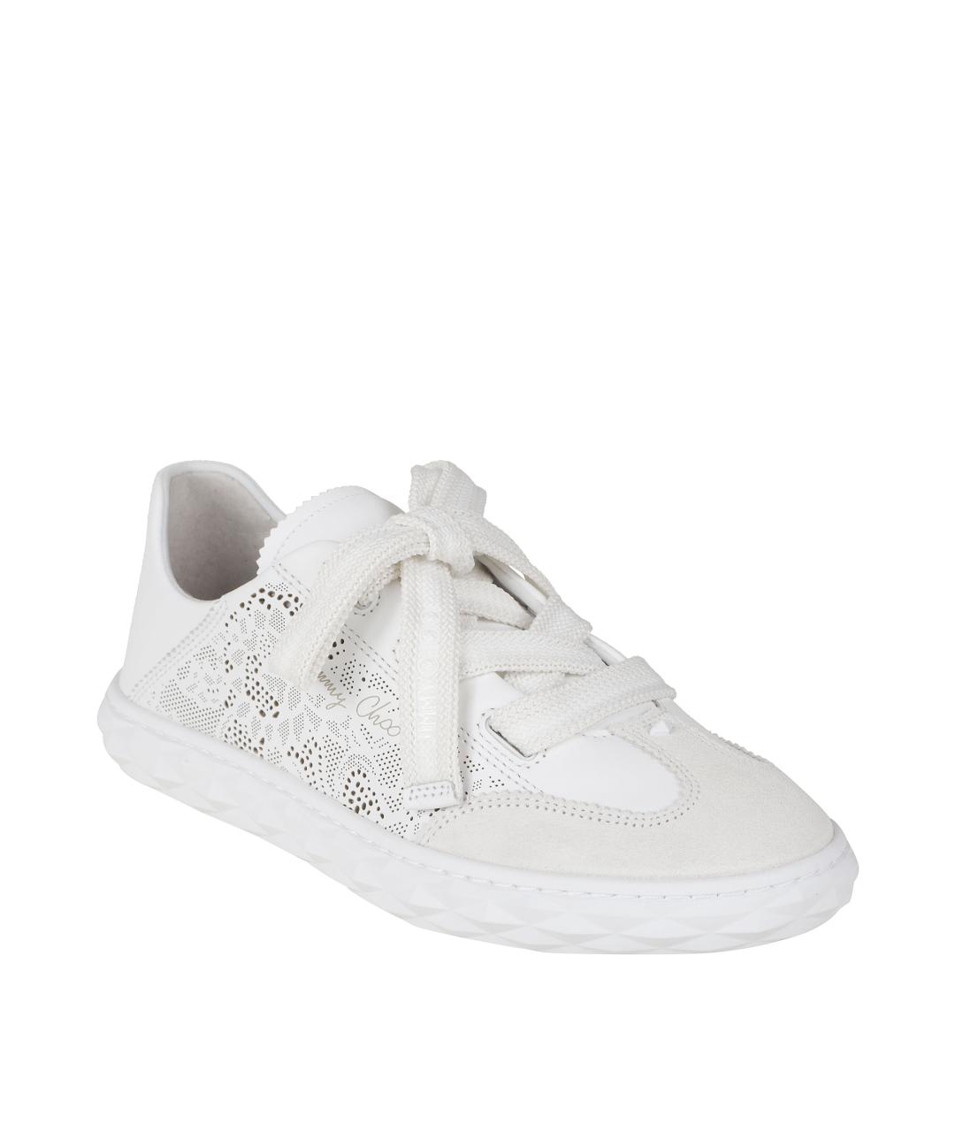 JIMMY CHOO Белые кожаные кроссовки, фото 2