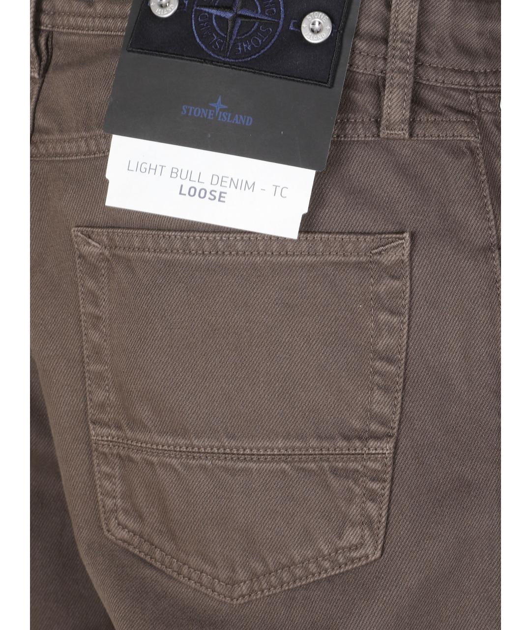 STONE ISLAND Коричневые хлопковые повседневные брюки, фото 2