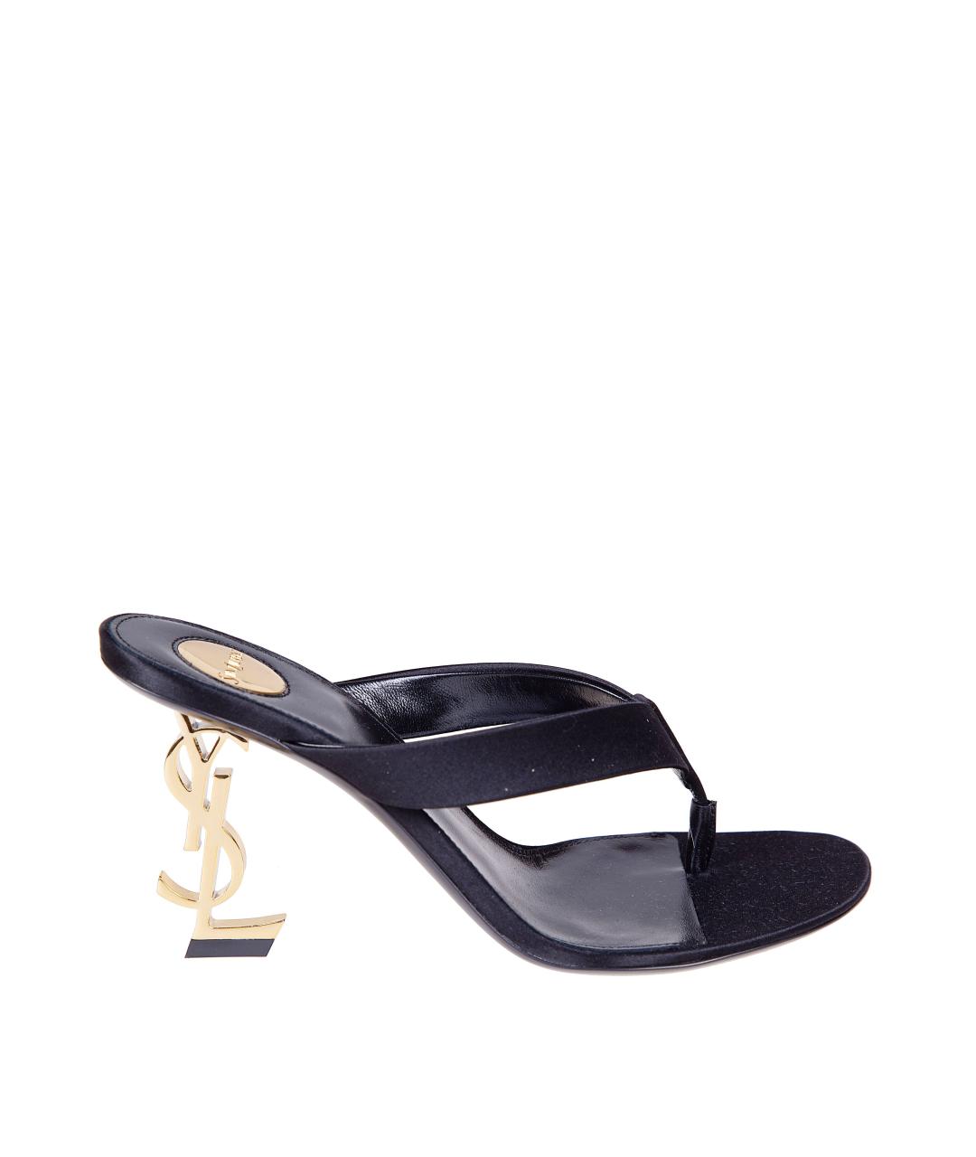 SAINT LAURENT Черные текстильные мюли, фото 1